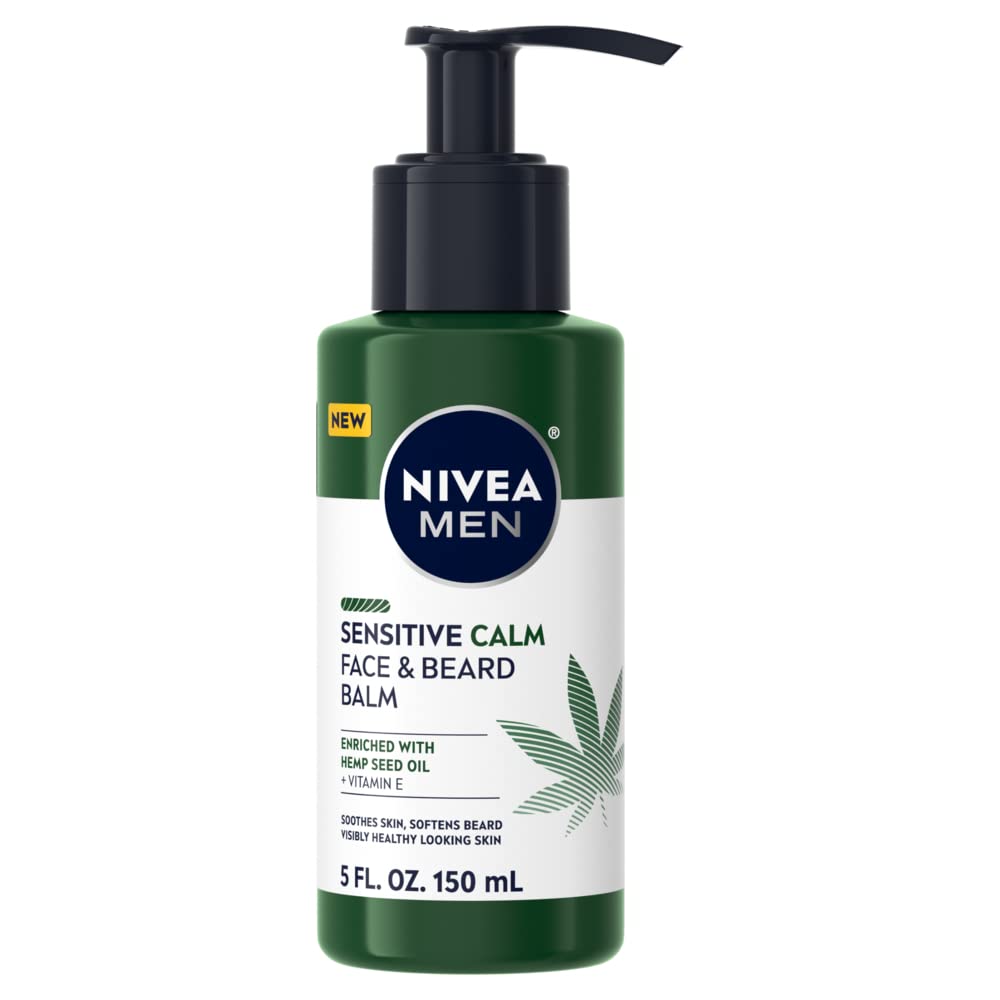 NIVEA Men Sensitive Calm Face and Beard Balm, Men's Beard Balm for Sensitive Skin, 5 fl oz pump bottle Beauty and Personal Care NIVEA MEN