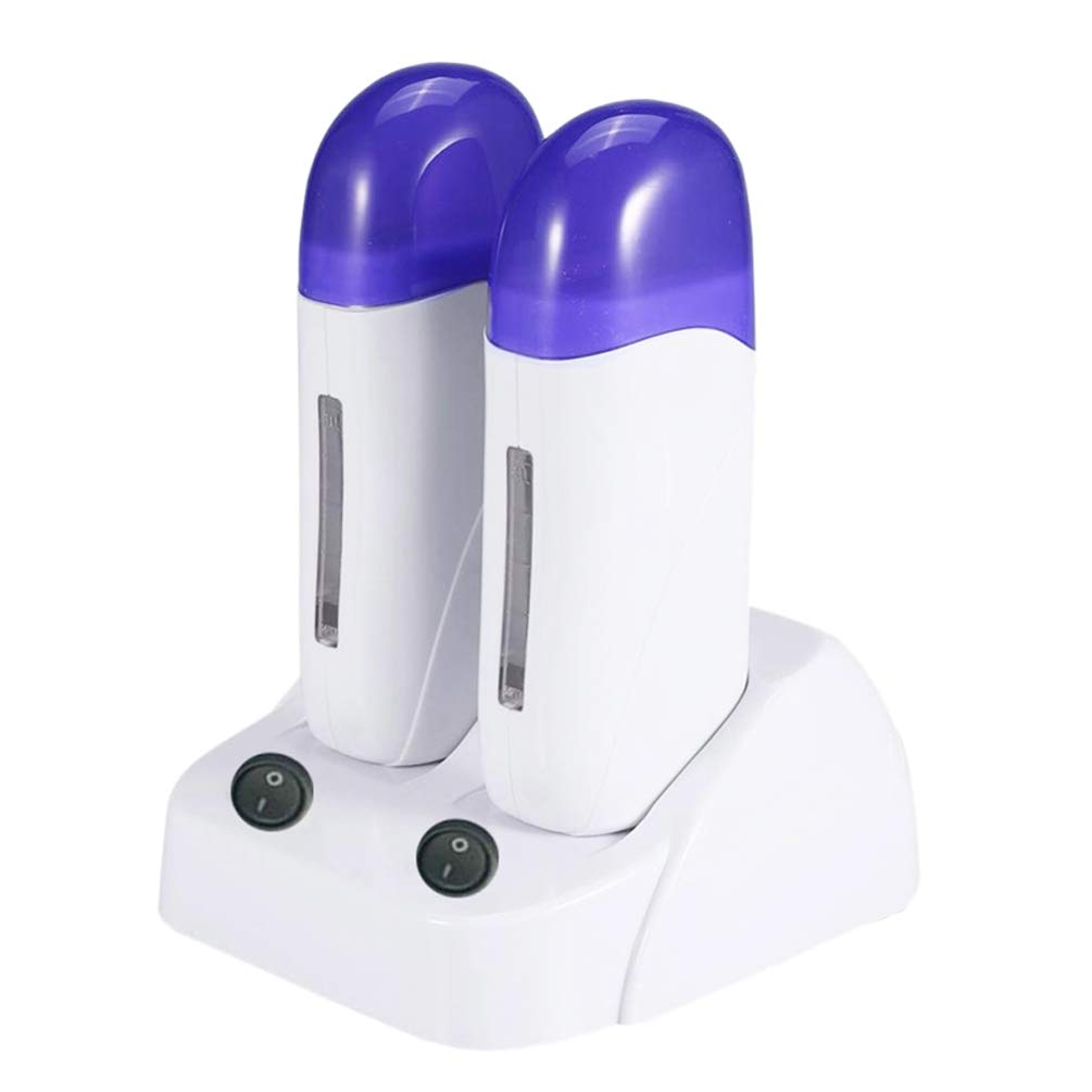Double Depilatory Wax Roller Heater Hot Body Hair Removal Roll On Depilation Waxing Machine with Heater Base for Personal & Professional Beauty Salon Beauty and Personal Care iMeshbean