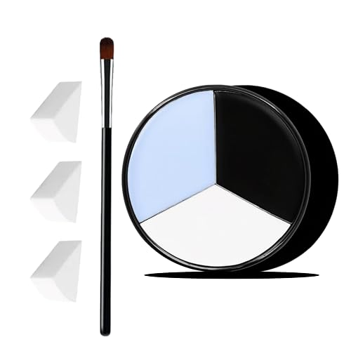 VPCRT6 White Black Blue Halloween Face Body Paint with 3PCS Sponge and 1PC Brush, for Baseball, Sports(Eye Black) & Halloween, Face Painting Kit Beauty & Personal Care VPCRT6