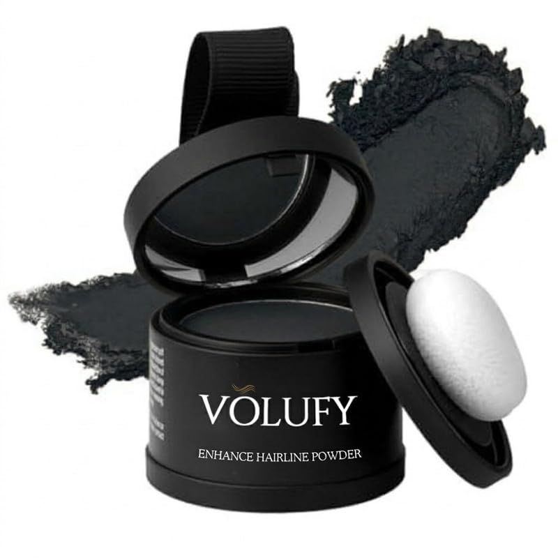 VOLUFY Black Hairline Powder, Hair Fibers for Thinning Hair & Root Cover Beauty & Personal Care VOLUFY