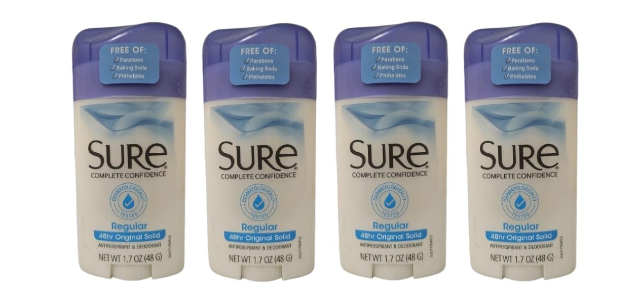 Sure Anti-Perspirant Deodorant Original Solid Regular Scent - 1.7 oz, Pack of 4 Beauty and Personal Care Sure