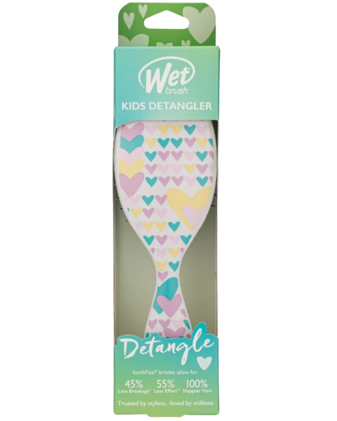 Wet Brush Kids Detangler Hair Brushes - Midi Hearts - Detangling Brush with Ultra-Soft IntelliFlex Bristles Glide Through Tangles with Ease -