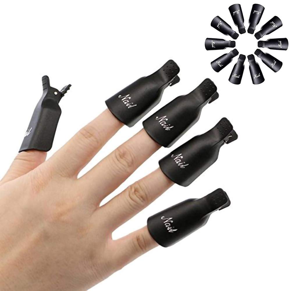 Nail Polish Gel Remover Tools Kit, Soak Off Cap Clip 10pcs, Dispenser Bottle, 600PCS Cotton Pads Handle Brushes Finger Separators(Black-Set) Beauty and Personal Care HiMo Default Title
