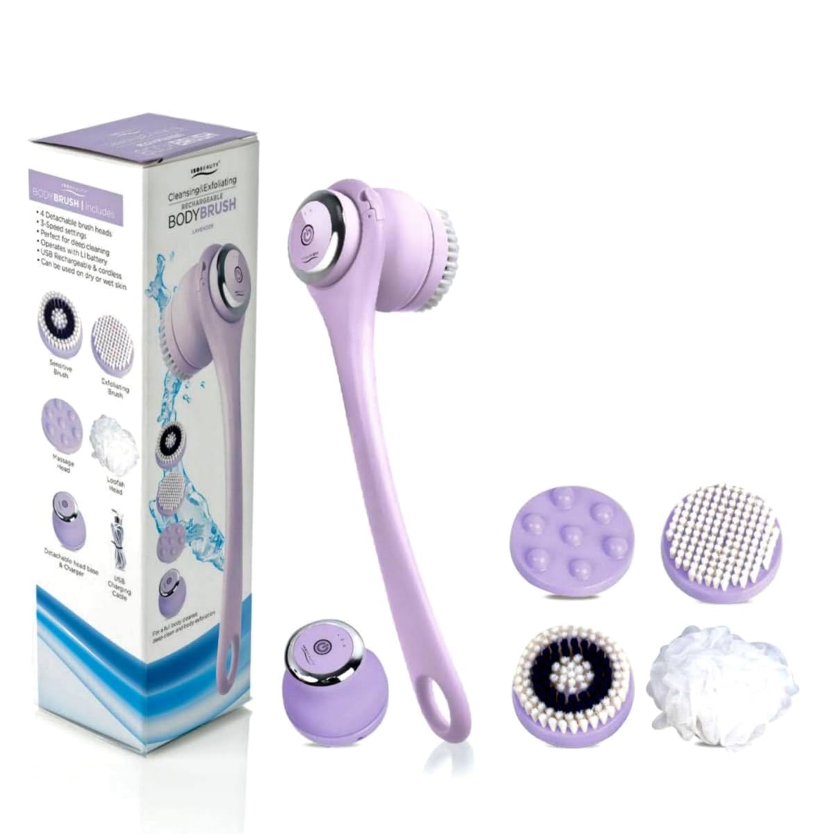 ISO Beauty ISOABBBRLAV-700 Cleansing & Exfoliating Rechargeable All-in-1 Body Brush - Lavender Beauty and Personal Care ISO Beauty