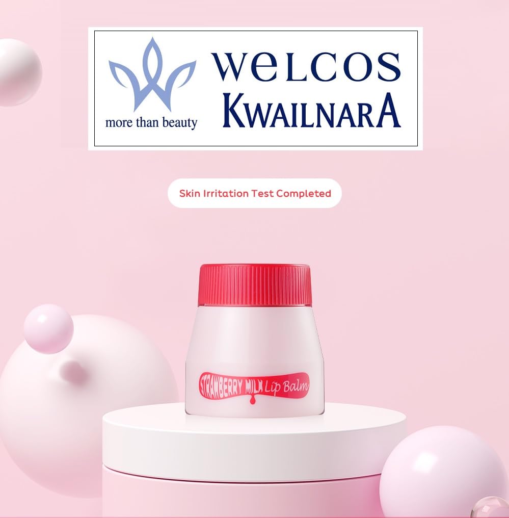 WELCOS Kwailnara Milk Lip Balm with Royal Jelly & Milk Extracts for Hydrating and Nourishing Care - Korean Lip Care - Strawberry Flavor - Adds Natural Beauty and Personal Care Kwailnara