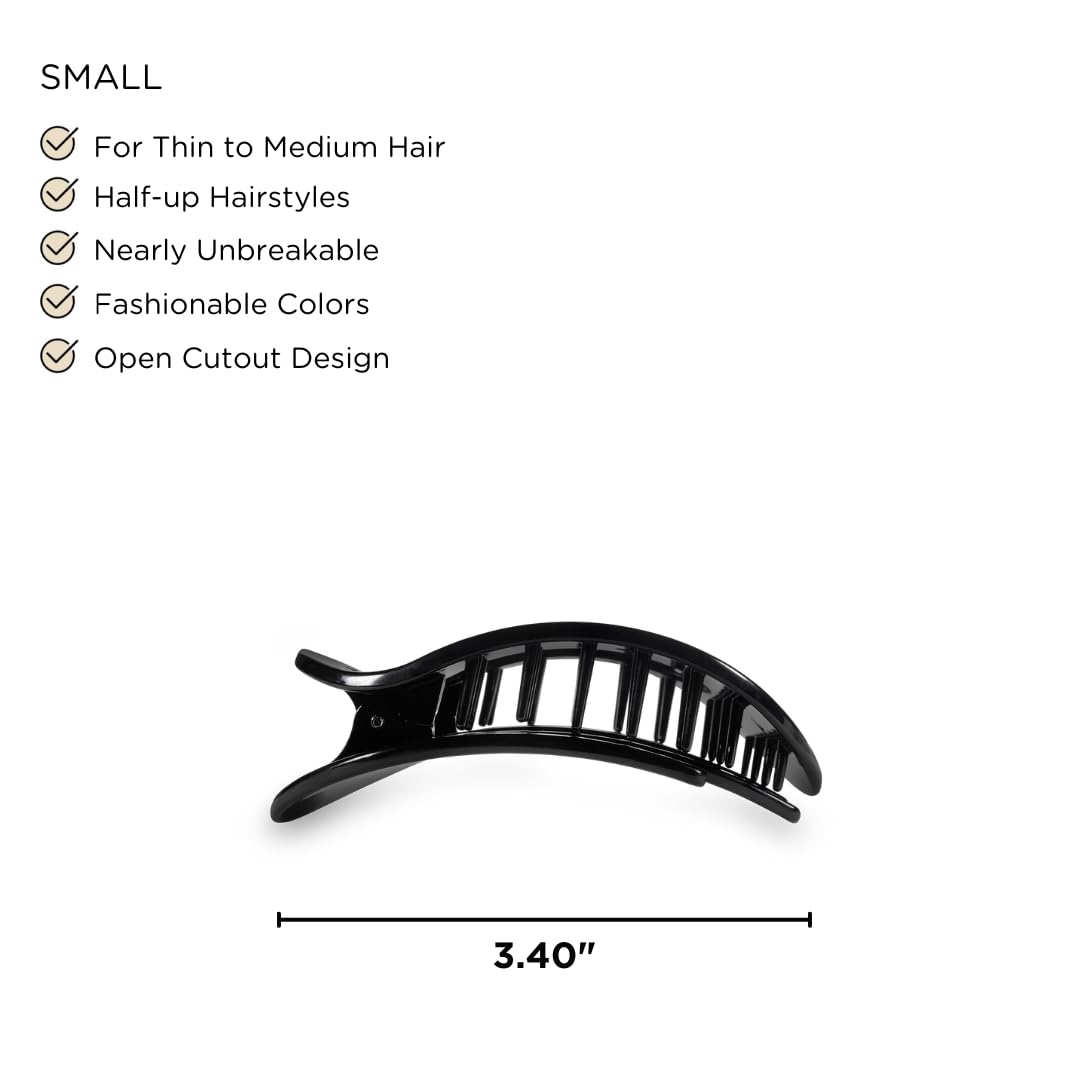 TELETIES - Small Flat Round Clip - Strong Grip, Bendable Teeth, Comfortable Curved Design - For Lying Down, Yoga, Driving & More - Ideal Beauty and Personal Care Teleties