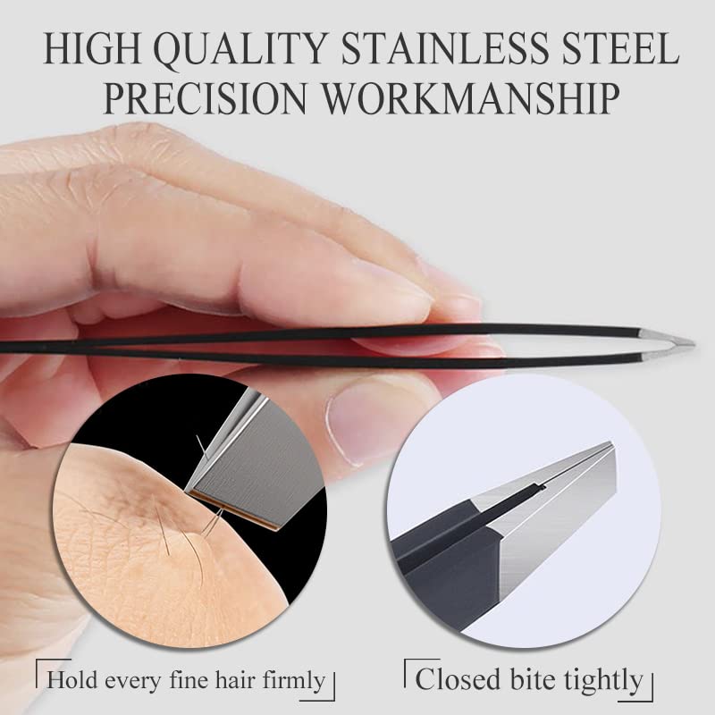 Abdul of Sialkot Eyebrow Tweezer Set for Women & Men - Professional Slant and Pointed Tweezers Set with Case - Precision Tweezers Kit for Facial Hair Beauty & Personal Care Abdul of Sialkot