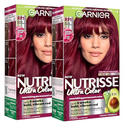 Garnier Nutrisse Ultra Color Hair Color, Permanent Hair Dye for Up to 8 Weeks of Bold, Vibrant, Fade-Resistant Results, Vegan & Cruelty-Free, RP1 Dark Beauty & Personal Care Garnier
