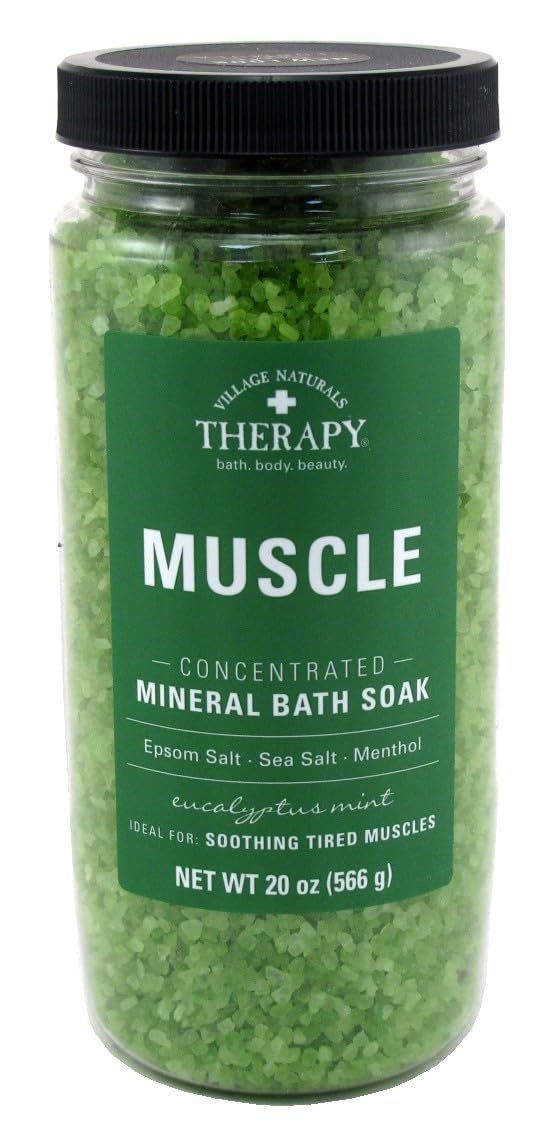 Village Naturals Mineral Bath Soak Muscle Eucalyptus Mint 20 Ounce (Pack of 2) Beauty and Personal Care Village Naturals Therapy