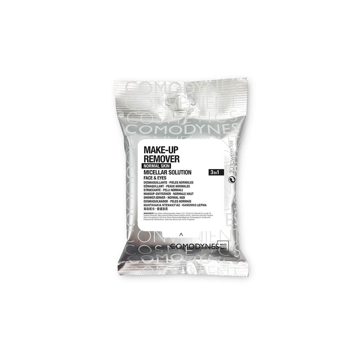 COMODYNES Makeup Remover Wipes Normal Skin 20 Units - Micellar Water - Helps Leave The Skin Of The Face Clean