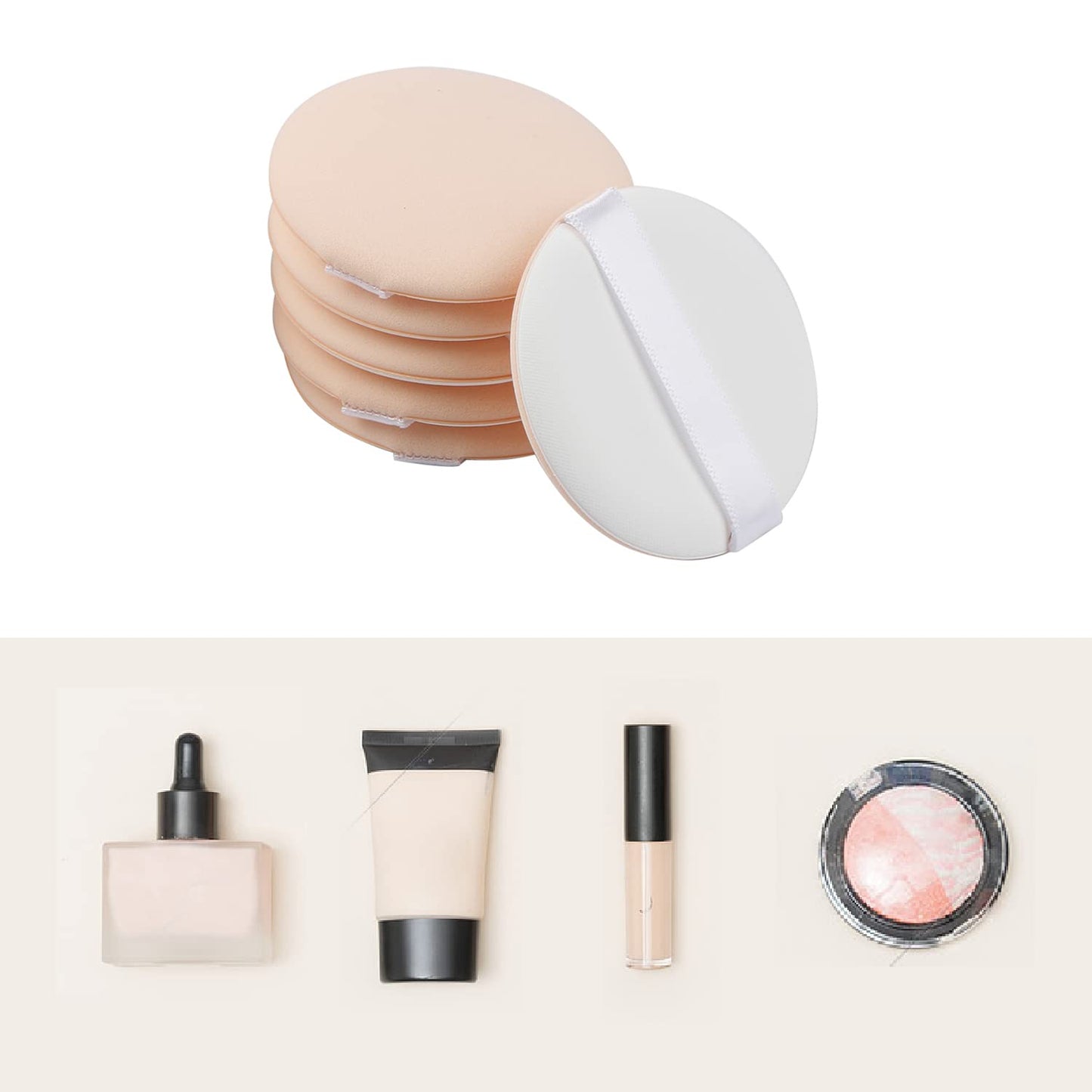 WWYICHEN 2.2 Inch 6 Pieces Small Makeup Foundation Sponge Air Cushion Powder Puff for Applying BB Cream, Liquid Cream, Shading Loose Powder, Beige Beauty & Personal Care WWYICHEN
