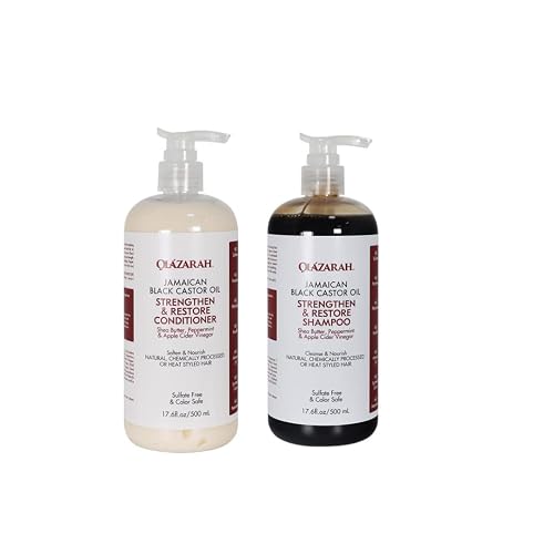 Strengthen & Restore Shampoo and Conditioner with Jamaican Black Castor Oil Frizz-Free Hair - Promotes Hair Growth & Reduces Breakage, 34 fl. oz Beauty & Personal Care OLAZARAH