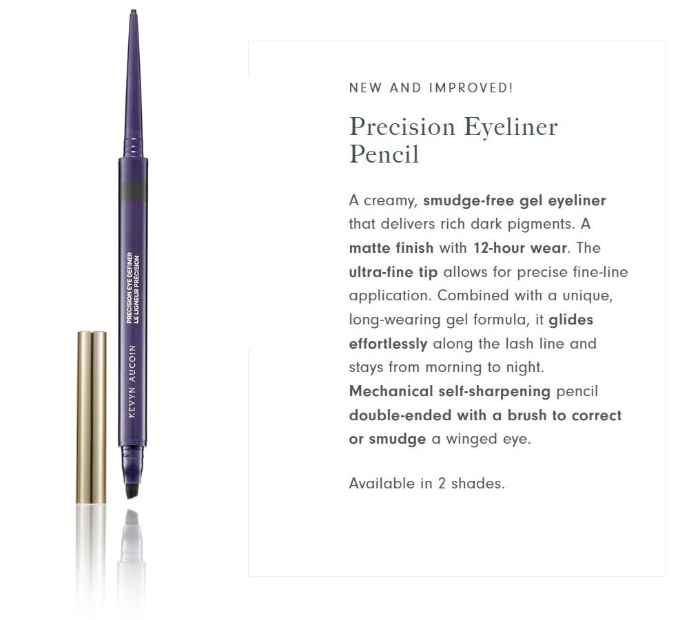 Kevyn Aucoin Precision Eye Definer + brush, black (kohl) color: Eyeliner pencil, self-sharpening, smudge-free. Easy precise application. 12-hour… Beauty & Personal Care Kevyn Aucoin