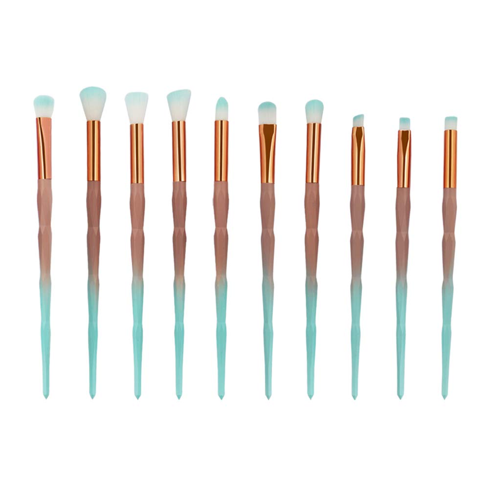 MIPPER 10pcs Diamond Handle Eye Makeup Brushes?Eyebrow Eye shadow Eyeliner Nasal shadow Cosmetics Brush Tool (green+coffee) Beauty & Personal Care MIPPER