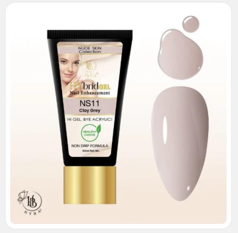 HyGEL Hybrid Nail Gel, Nude Skin Collection SINGLES, 60ml (Clay Grey, NS11)