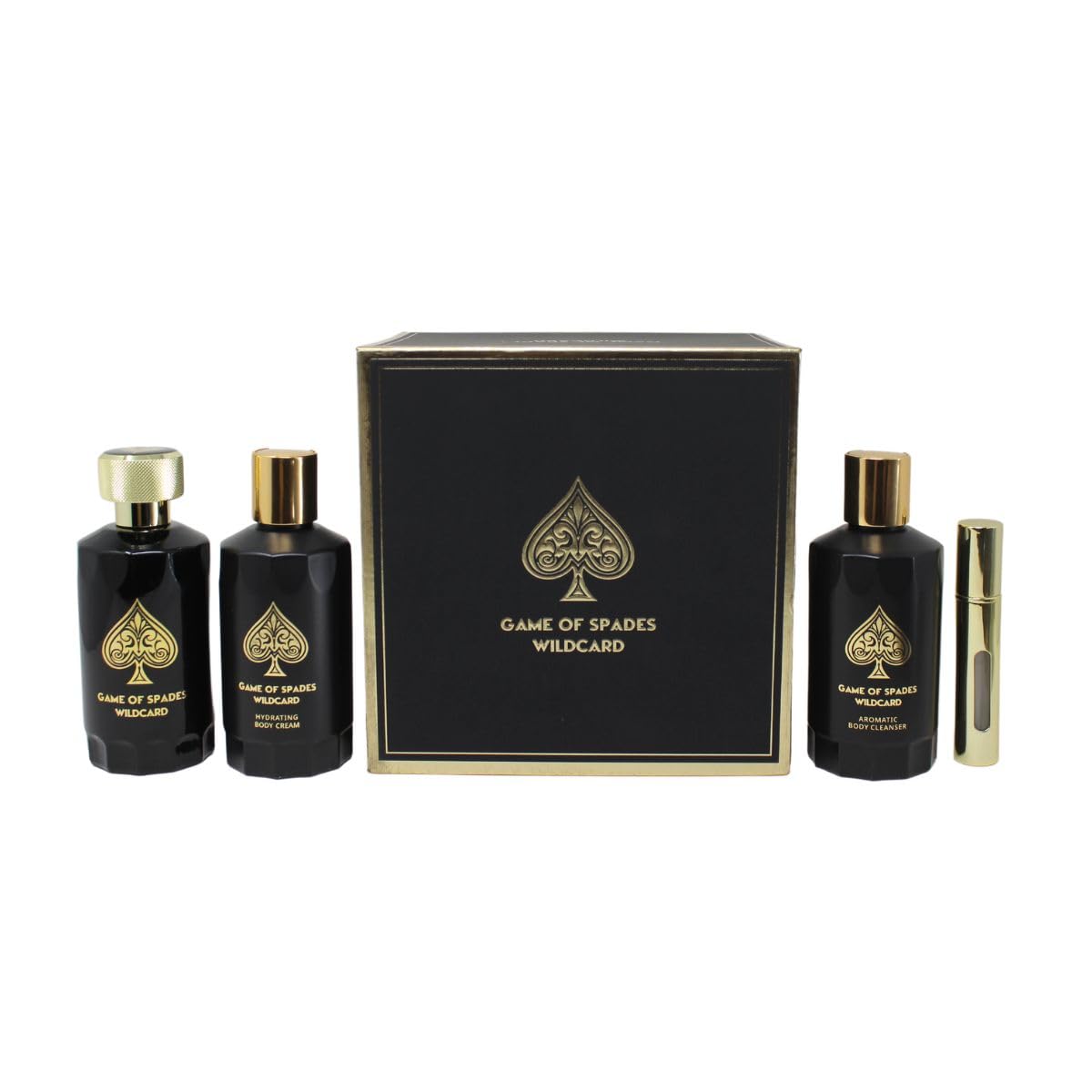Jo Milano Game of Spades Wildcard 4-Piece Gift Set Unisex, (3.4 Oz Parfum Spray + 6.8 Oz Body Cleanser + 6.8 Oz Body Cream + 0.27 Oz Refillable Beauty and Personal Care Jo Milano