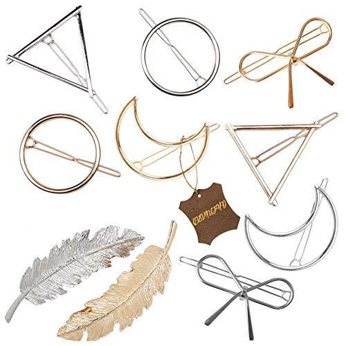 Gold Silver Minimalist Hair Clips Dainty Feather Hollow Hair Clips Set Feather Hair Pins Geometric Barrette Hair Accessories for Women Beauty & Personal Care QIEIMUFHD
