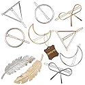Gold Silver Minimalist Hair Clips Dainty Feather Hollow Hair Clips Set Feather Hair Pins Geometric Barrette Hair Accessories for Women Beauty & Personal Care QIEIMUFHD
