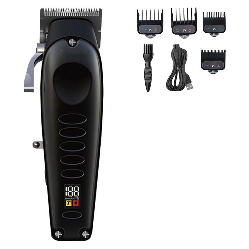 GLESVOWIO Hair Cutting Tool All Metal Professional Hair Trimmer for Men Rechargeable Beard Hair Clipper Barber Cordless Electric Hair Cutter Machine Beauty and Personal Care GLESVOWIO