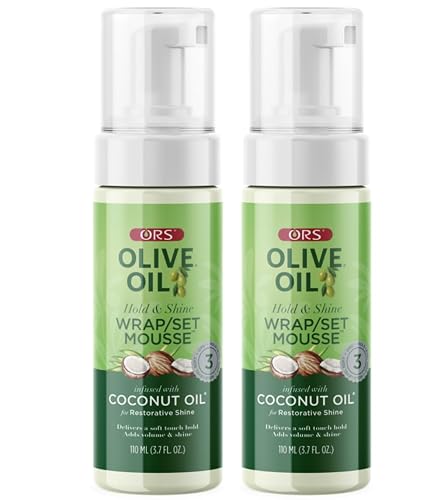 ORS Olive Oil Hold & Shine Wrap Set Mousse Infused with Coconut Oil 3.7 Ounces (Pack of 2) Beauty & Personal Care ORS