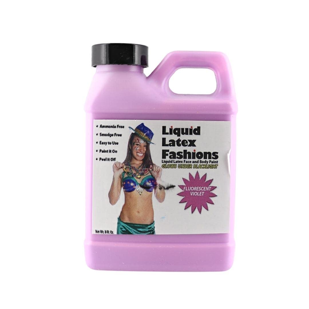 Fluorescent Violet 8 Oz - Liquid Latex Face and Body Paint, Black Light UV Reactive GLOW, Ammonia Free, Perfect for Halloween Costume, Cosplay Beauty & Personal Care Liquid Latex Fashions