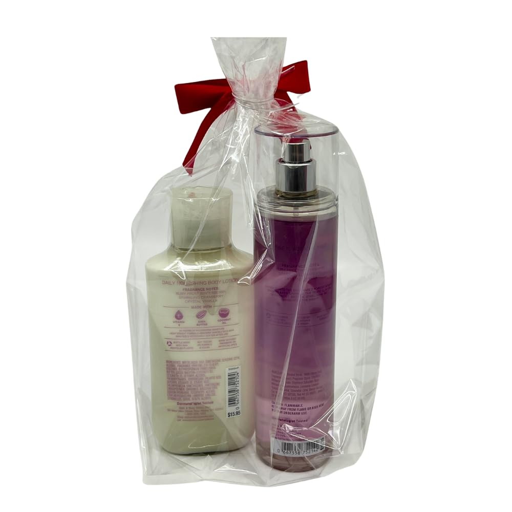 Bath & Body Works WINTERBERRY WONDER 2pc bundle - Fine Fragrace Mist & Body Lotion - Gift set with a Red Bow for Holidays & Gifts Beauty and Personal Care Bath & Body Works