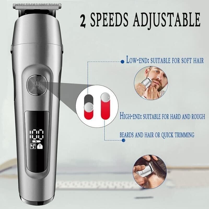GLESVOWIO Hair Clippers All in One LCD Adjustable Speeds Trimmer Multifunction Beard Grooming Facial Body Clipper Elelctric Cutting Set(Silver) Beauty and Personal Care GLESVOWIO