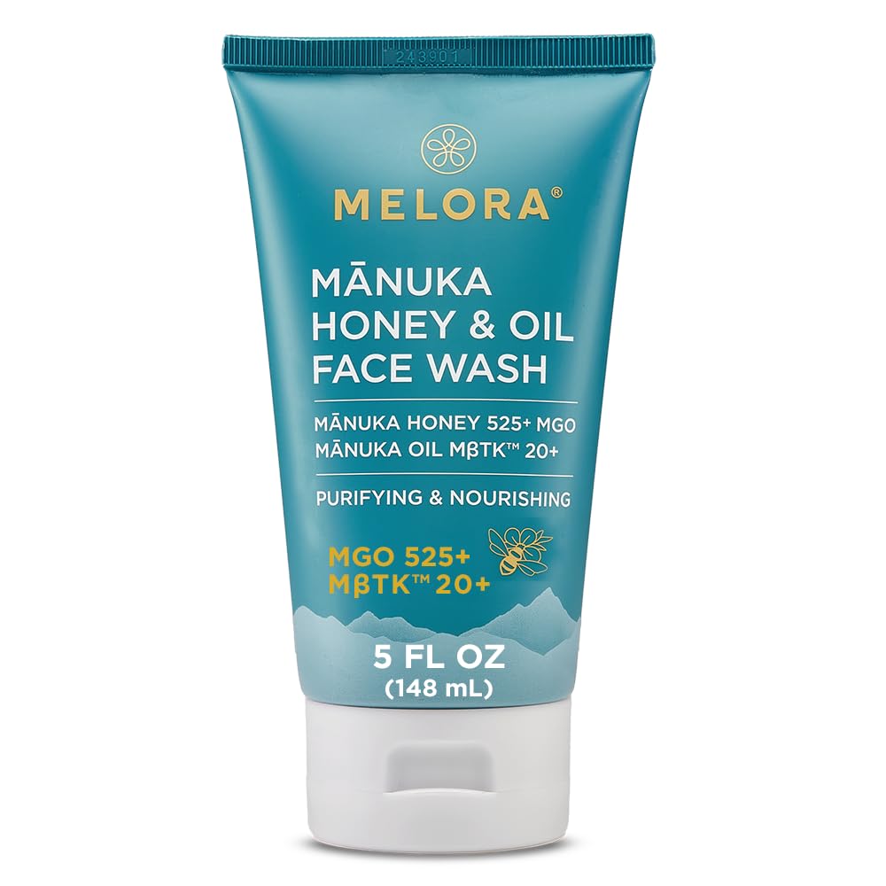 MELORA Manuka Honey Face Wash (5 Oz), Daily Skin Care Facial Cleanser & Makeup Remover with Manuka Honey & Oil for Dry or Sensitive Skin - Anti-Aging Beauty & Personal Care MELORA