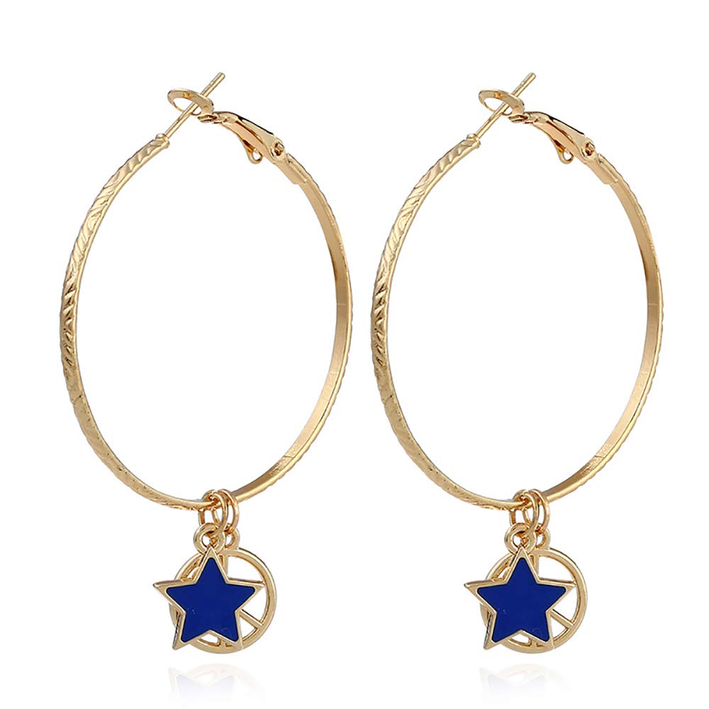 DoubleNine Star Large Hoop Earring Anti War Dangle Lightweight Peace Sign Gold Delicate Accessories for Women Girls Beauty & Personal Care Doubnine