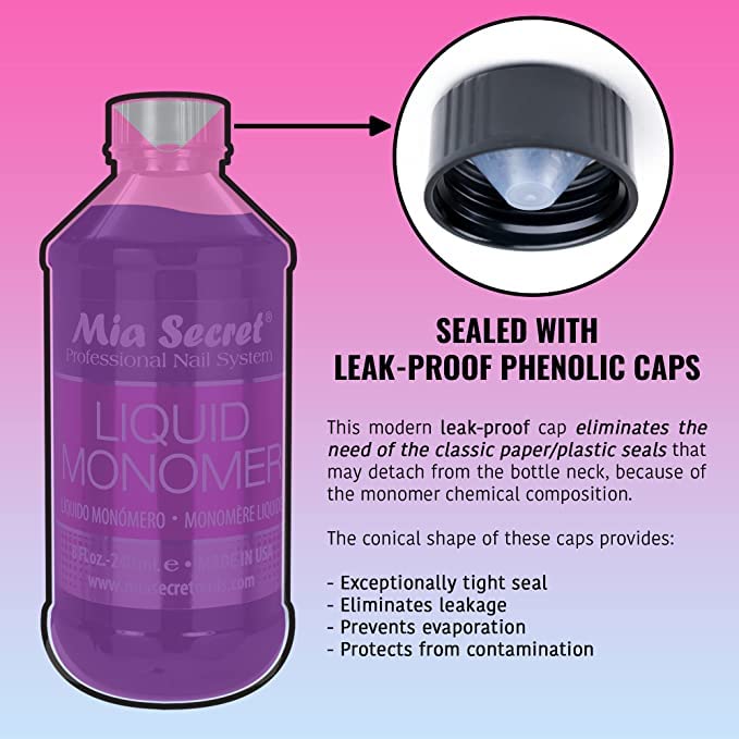 Mia Secret Liquid Monomer 8 oz. Professional Acrylic Nail System - MMA FREE - Made in the USA