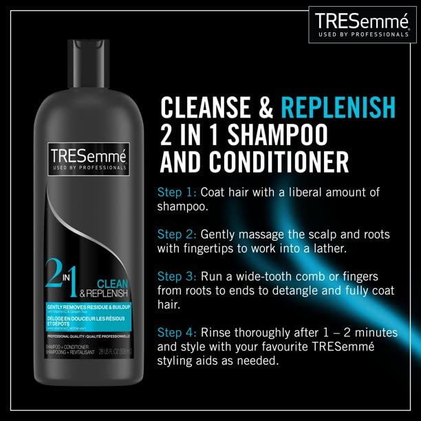 Tresemme Shampoo Cleanse & Replenish 2-In-1 28 Ounce (828ml) (2 Pack)