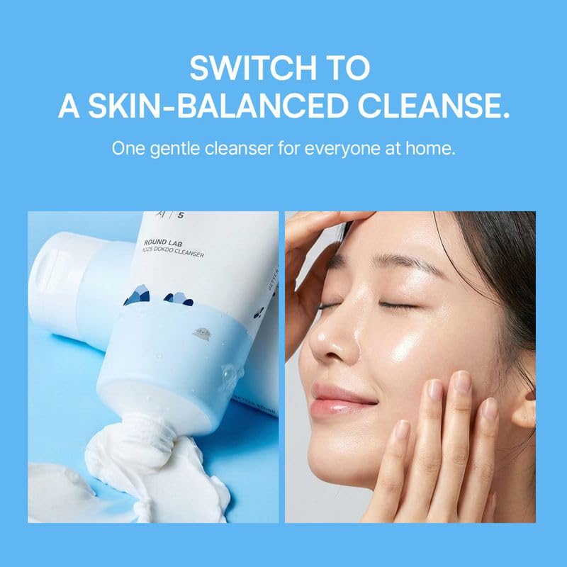 ROUND LAB 1025 Dokdo Cleanser 5.07 Fl Oz, Low pH Facial Cleanser for Sensitive Skin, Rich Soft Bubbles for Deep Cleansing and Makeup Removal Beauty & Personal Care ROUND LAB