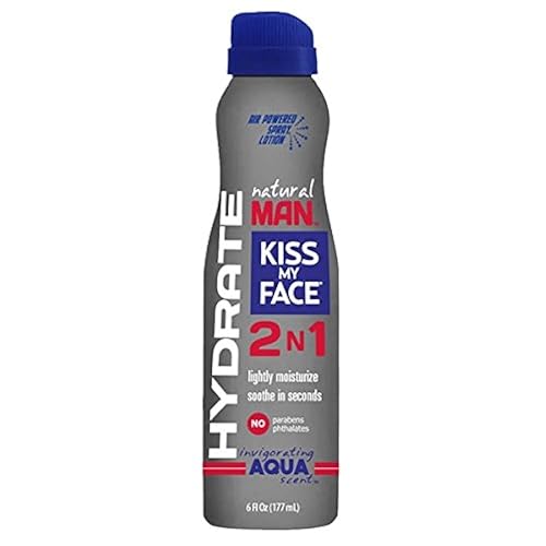 Kiss My Face Natural Man Body Lotion Spray, Invigorating Aqua, 6 Fluid Ounce Beauty & Personal Care Kiss My Face