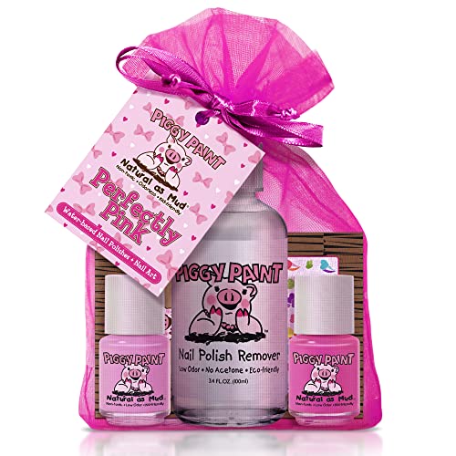 Piggy Paint | 100% Non-Toxic Girls Nail Polish | Safe, Cruelty-Free, Vegan, & Low Odor Nail Polish for Kids | Perfectly Pink (2 Polish, 1 Remover Beauty & Personal Care Piggy Paint