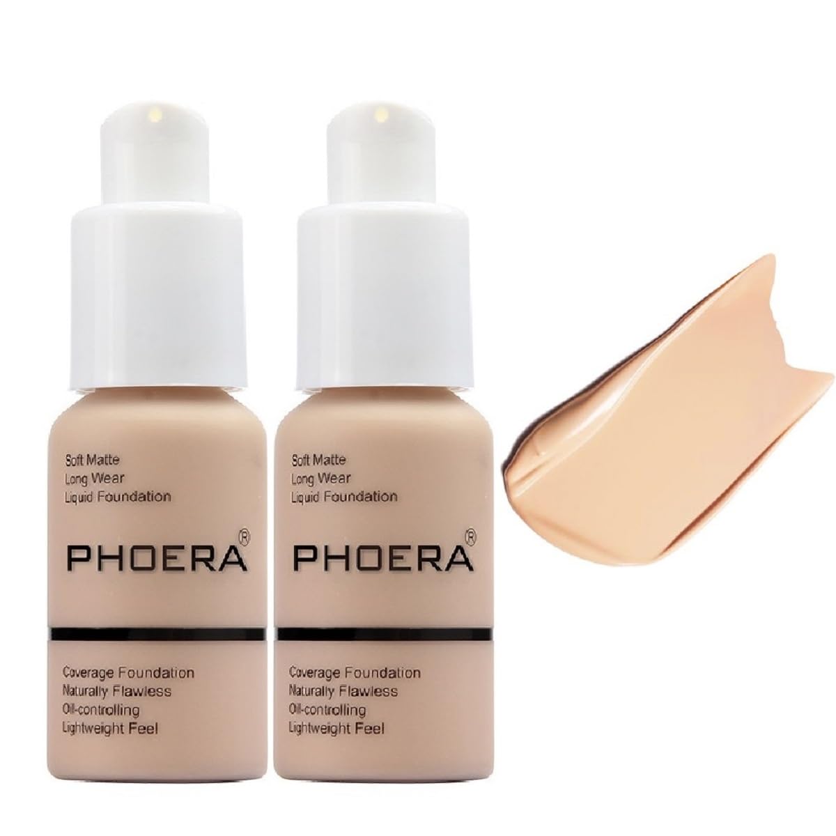 2 Pack PHOERA Foundation, Flawless Soft Matte 24HR Oil Control Full Coverage Foundation Makeup for Women.102 Nude-30ml Beauty and Personal Care Meifen