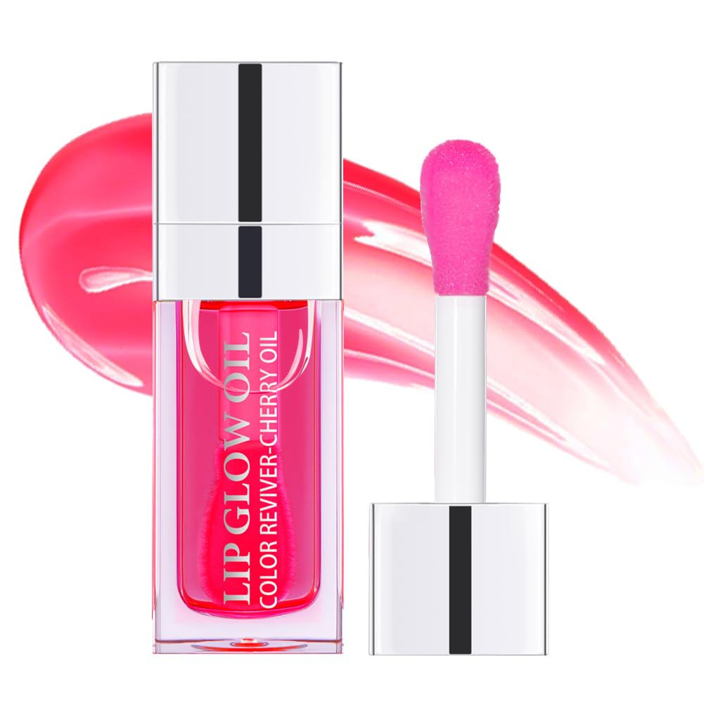 Fovcos Hydrating Lip Oil - Moisturizing, Plumping Lip Gloss Balm With Cherry Tint Beauty & Personal Care Fovcos