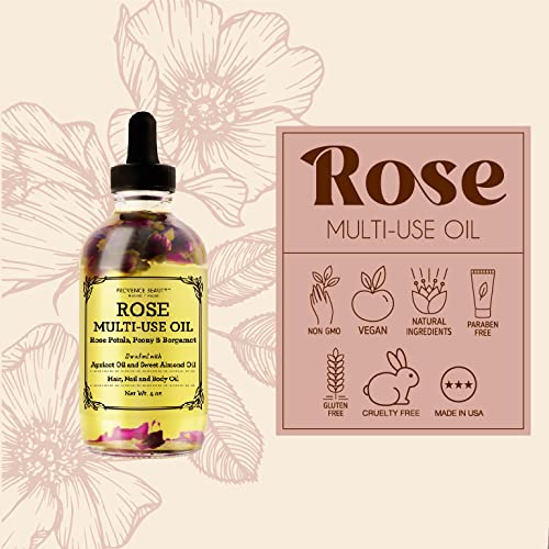 BEAUTE DE PROVENCE Multi-Use Oil for Face, Body and Hair - Organic Blend of Apricot, Vitamin E and Sweet Almond Oil Moisturizer for Dry Skin, Rose Beauty & Personal Care BEAUTE DE PROVENCE