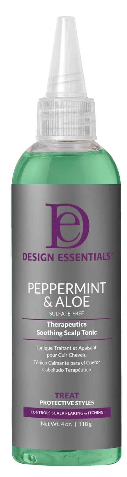 Design Essentials Peppermint & Aloe Soothing Scalp Tonic, No-Rinse Scalp Refresher for Braids, Locs, Wigs & Weaves, 4 oz (Pack of 1)