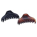 Parcelona French Skinny Boss Small 2 1/4" Black N Shell Celluloid Acetate Claw with Tight Spring Set of 2 Jaw Hair Claw Clips for Fine Hair, Made Beauty & Personal Care Parcelona