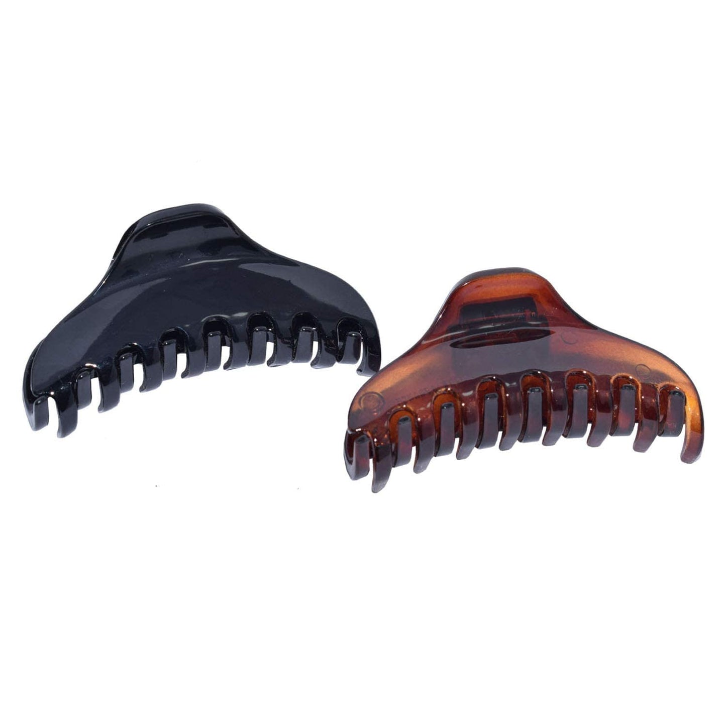 Parcelona French Skinny Boss Small 2 1/4" Black N Shell Celluloid Acetate Claw with Tight Spring Set of 2 Jaw Hair Claw Clips for Fine Hair, Made Beauty & Personal Care Parcelona