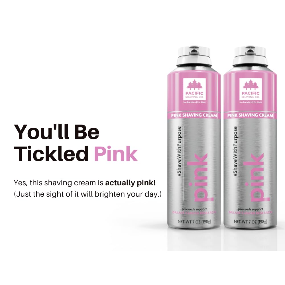 Pacific Shaving Company Pink Shaving Cream - Foaming Colorful Shaving Cream - Hydrating, Redness Reducing + Irritation Free Shave Cream (7 Oz) Beauty and Personal Care Pacific Shaving Company