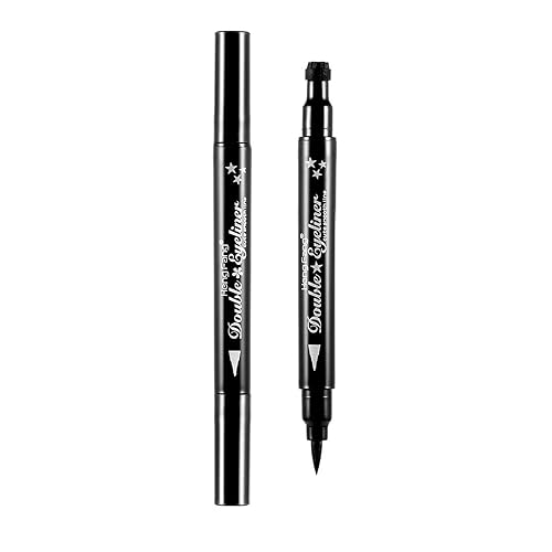 Pinkiou 2 in 1 Double-headed Liquid Eyeliner Pen Stamp Super Slim Gel Felt Tip High Pigment Black Waterproof Smudgeproof Long Lasting Tattoo Makeup… Beauty & Personal Care Pinkiou