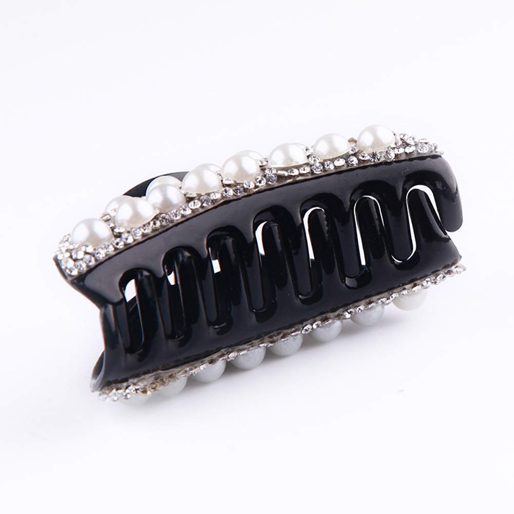2PCS Womens Rhinestones Hair Claw Jaw Clips Pins Imitation Pearl Hair Catch Barrette Hair Updo Grip Hair Accessories Beauty & Personal Care Suoirblss