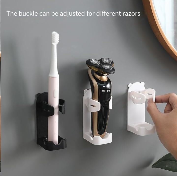 ZWJFDGQM Wall Mount Electric Shaver Holder, Adjustable Bathroom Organizer with Drainage Hole (Black)(White) Beauty and Personal Care ZWJFDGQM