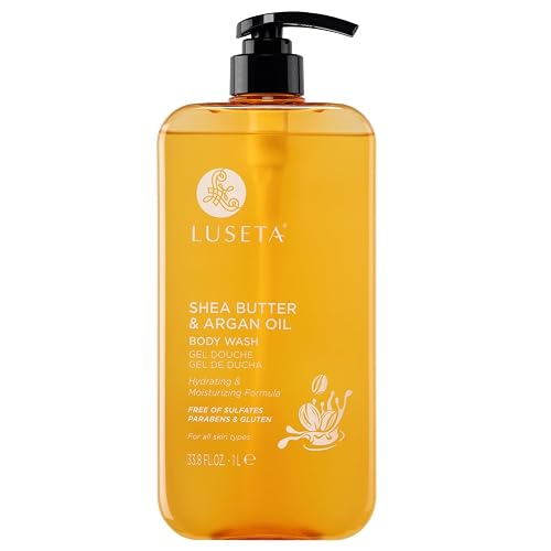 Luseta Shea Butter & Argan Oil Body Wash for Hydrating, Nourishing & Softening, for Daily Moisture, Smoothness & Gentle Cleanse for Dry and Dehydrated Beauty & Personal Care L LUSETA