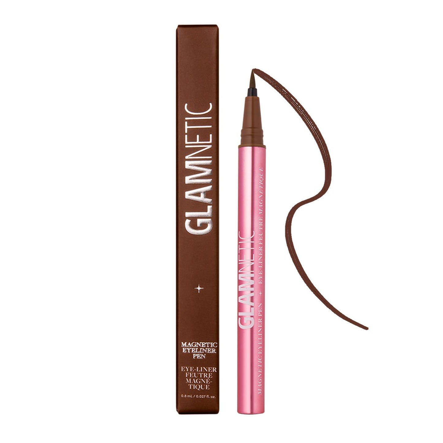 Glamnetic Felt Tip Magnetic Eyeliner Pen - Brown 0.025 fl oz | Brown Smudgeproof & Waterproof Eyeliner Pen, All-Day Hold for Magnetic Eyelashes Beauty & Personal Care Glamnetic