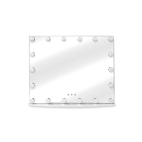 Prinz Lightup Vanity Mirror with 18 LED Lights, 25" Hollywood Makeup Mirror for Bedroom or Dressing Room, Tabletop, White Beauty & Personal Care Prinz