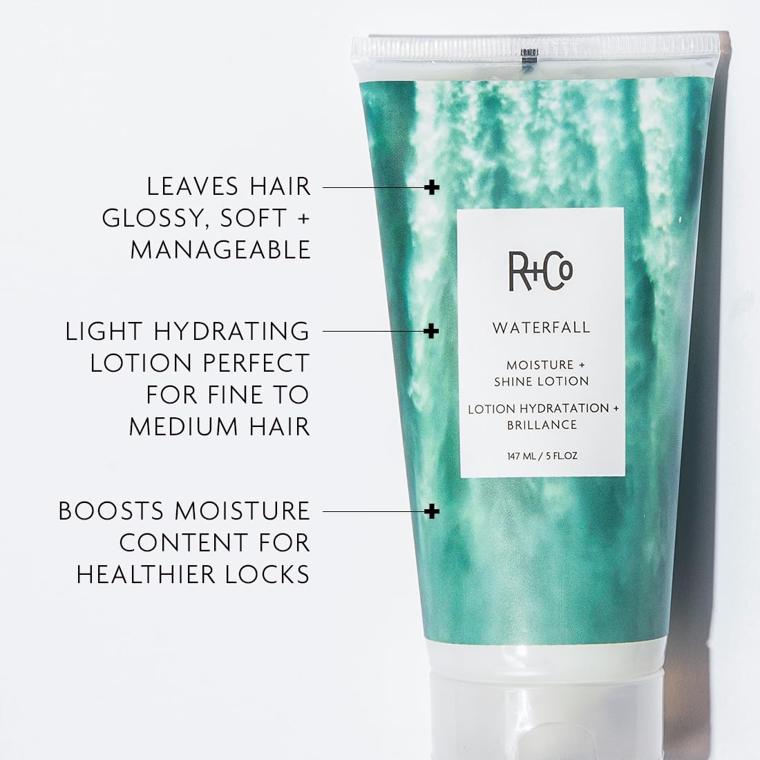 R+Co Waterfall Moisture and Shine Lotion | Lightweight Hair Hydration + Softness | Vegan + Cruelty-Free | 5 Fl Oz Beauty & Personal Care R+Co