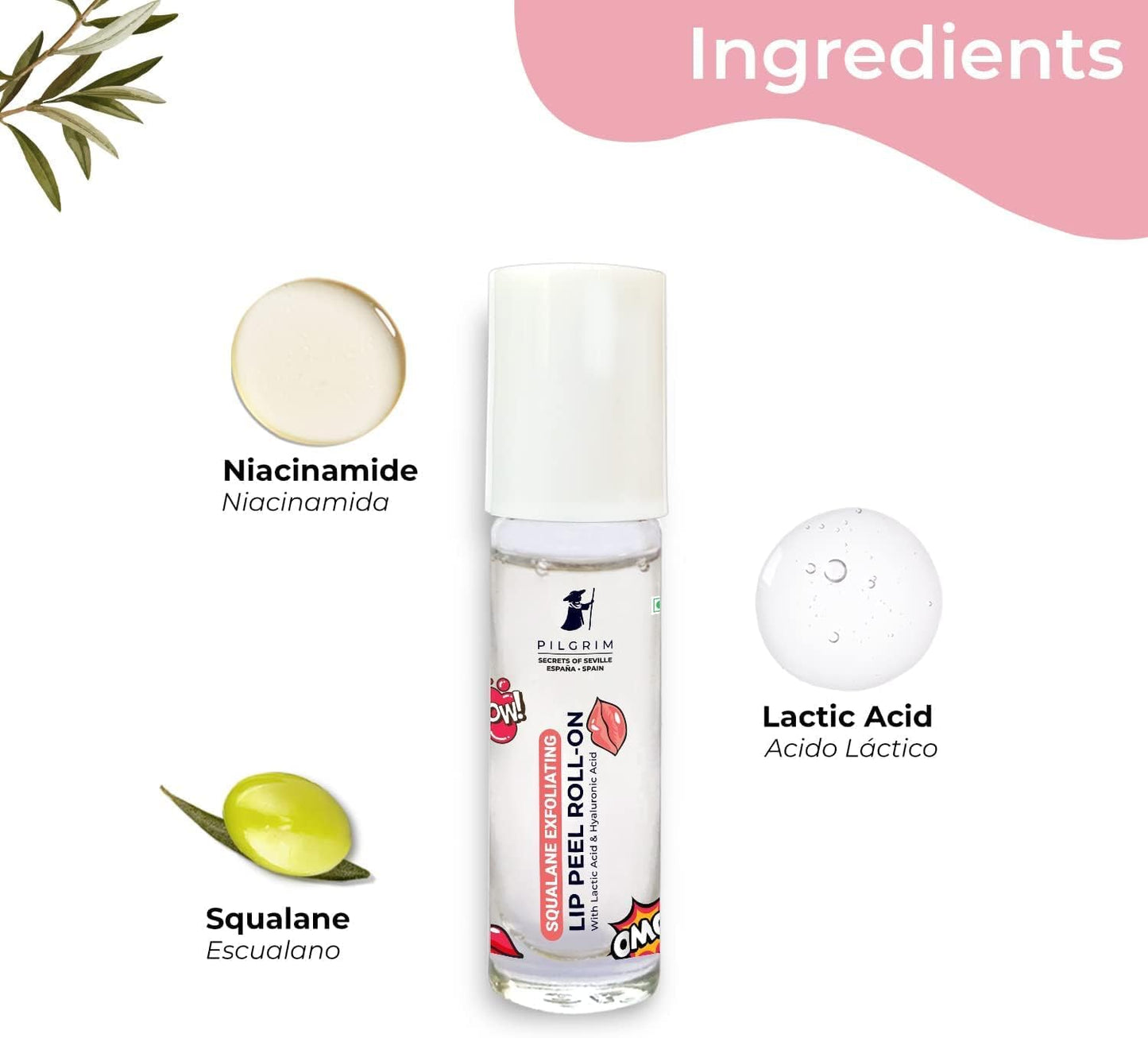 ZOZO Spanish Squalane Lip Peel Roll-on with lactic acid & hyaluronic acid - Squalane exfoliating lip peel for soft, delicate & glossy lips - Lip peel Beauty and Personal Care ZOZO