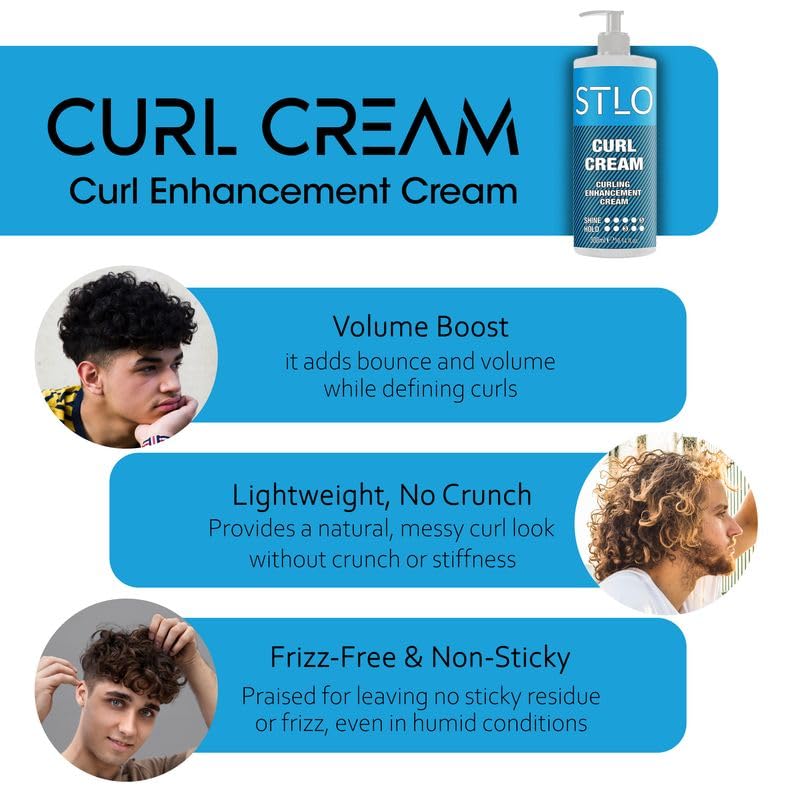 STLO Moisture Rich Curl Cream - Enhances Shine and Frizz Control - Defines Natural Curly Hair 300ml Beauty & Personal Care STLO